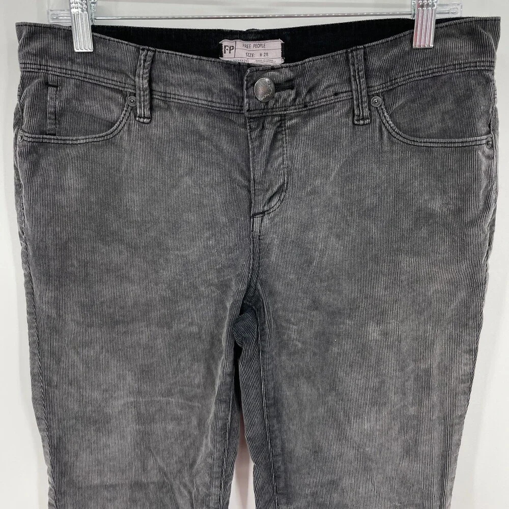 FREE PEOPLE Gray Corduroy Slim Leg Pants Size 28
